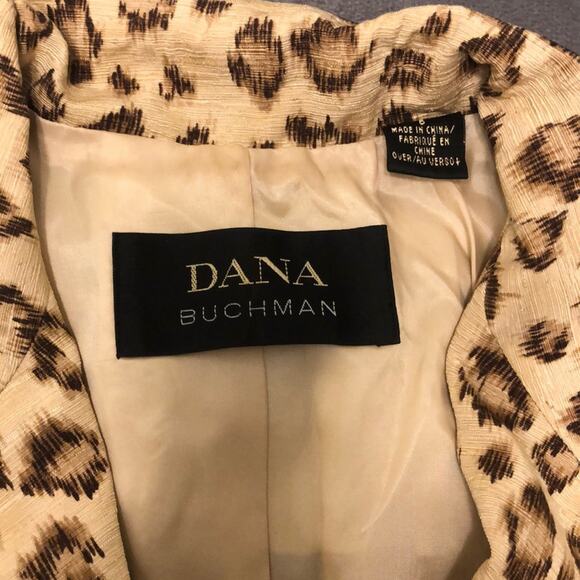 Dana Buchman Cheetah Print Silk Blazer Woman Size 6 Animal Print Lined Buttons - Picture 5 of 11